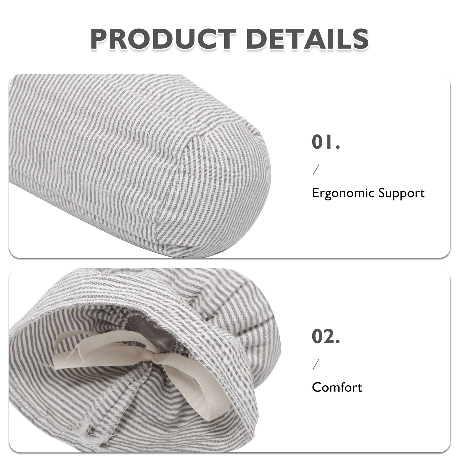 Light Grey Cylinder Neck Pillo - Bolster Cushion Round ulasan dan harga