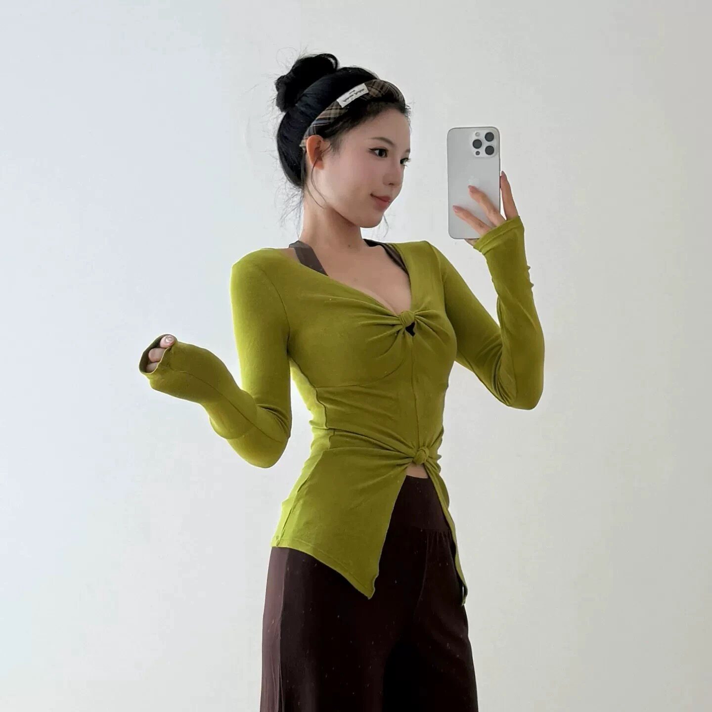 Women's V-neck Yoga Top, Long  - Pilates V Yoga ulasan dan harga