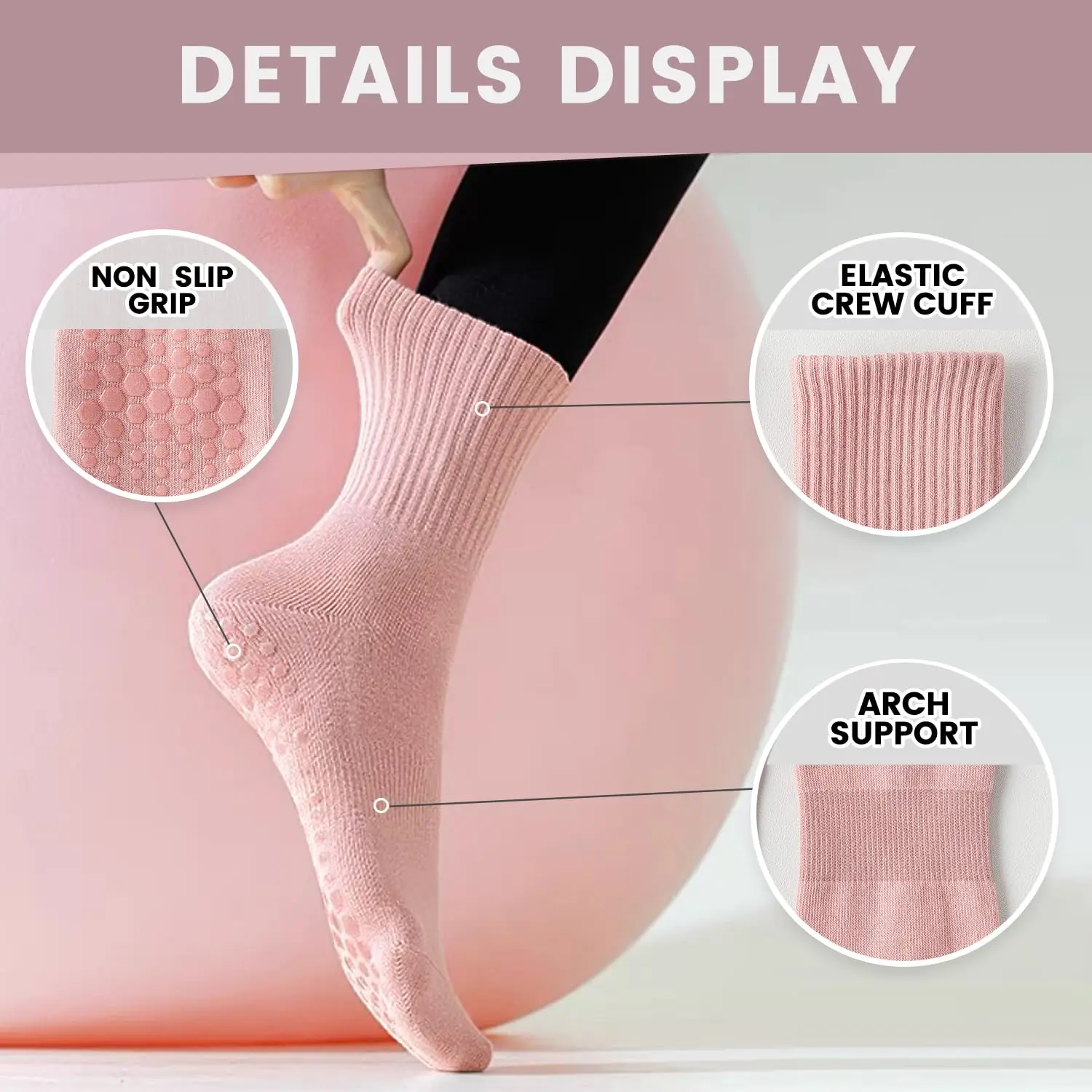 4 pairs of women's yoga socks, - Pilates & Yoga Training Center ulasan dan harga