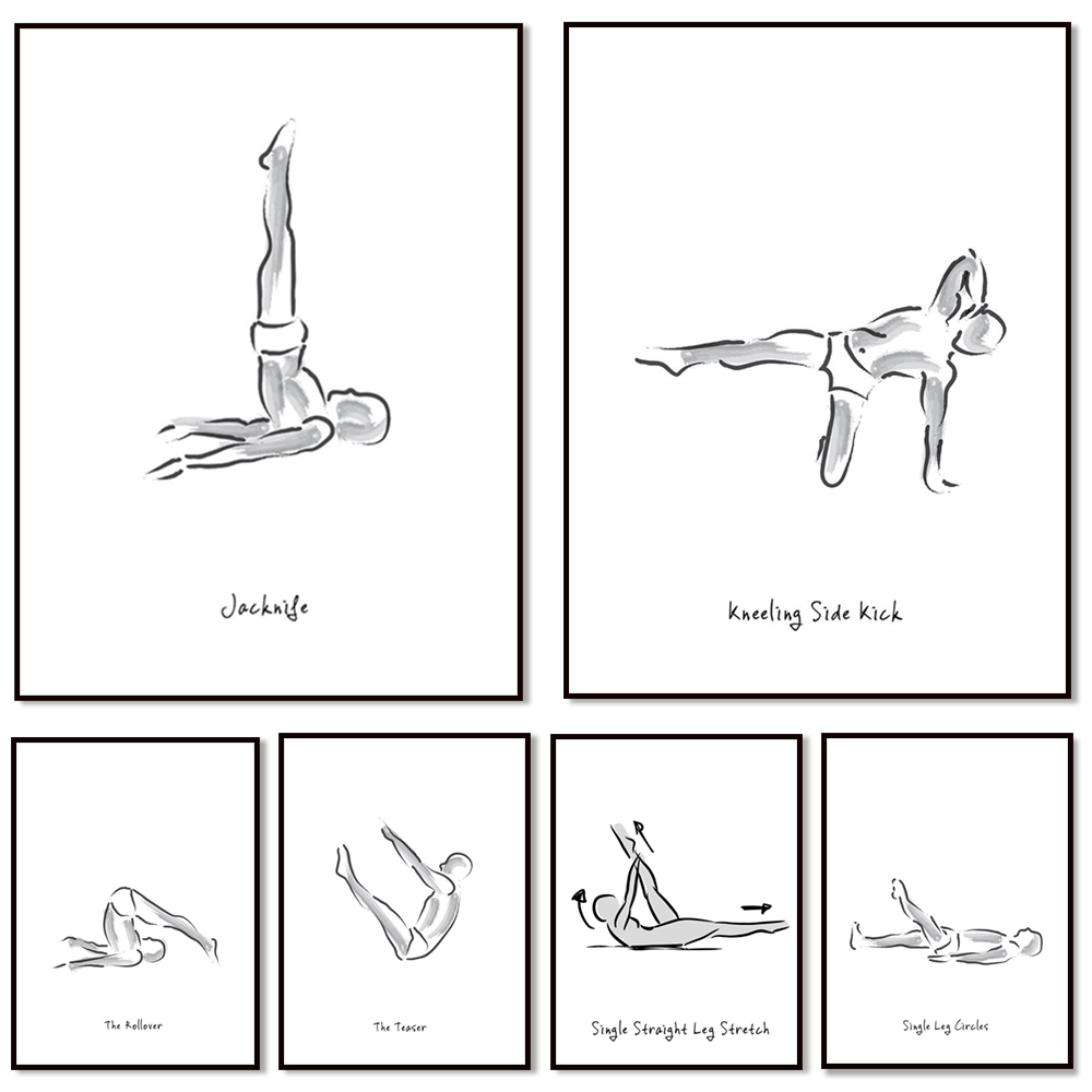 Pilates exercise black and whi - Pilates Yoga Gifts ulasan dan harga