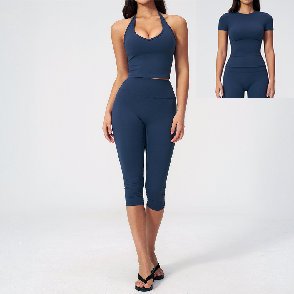 Women Halter Ruched V Neck 2/3 - Pilates V Yoga ulasan dan harga