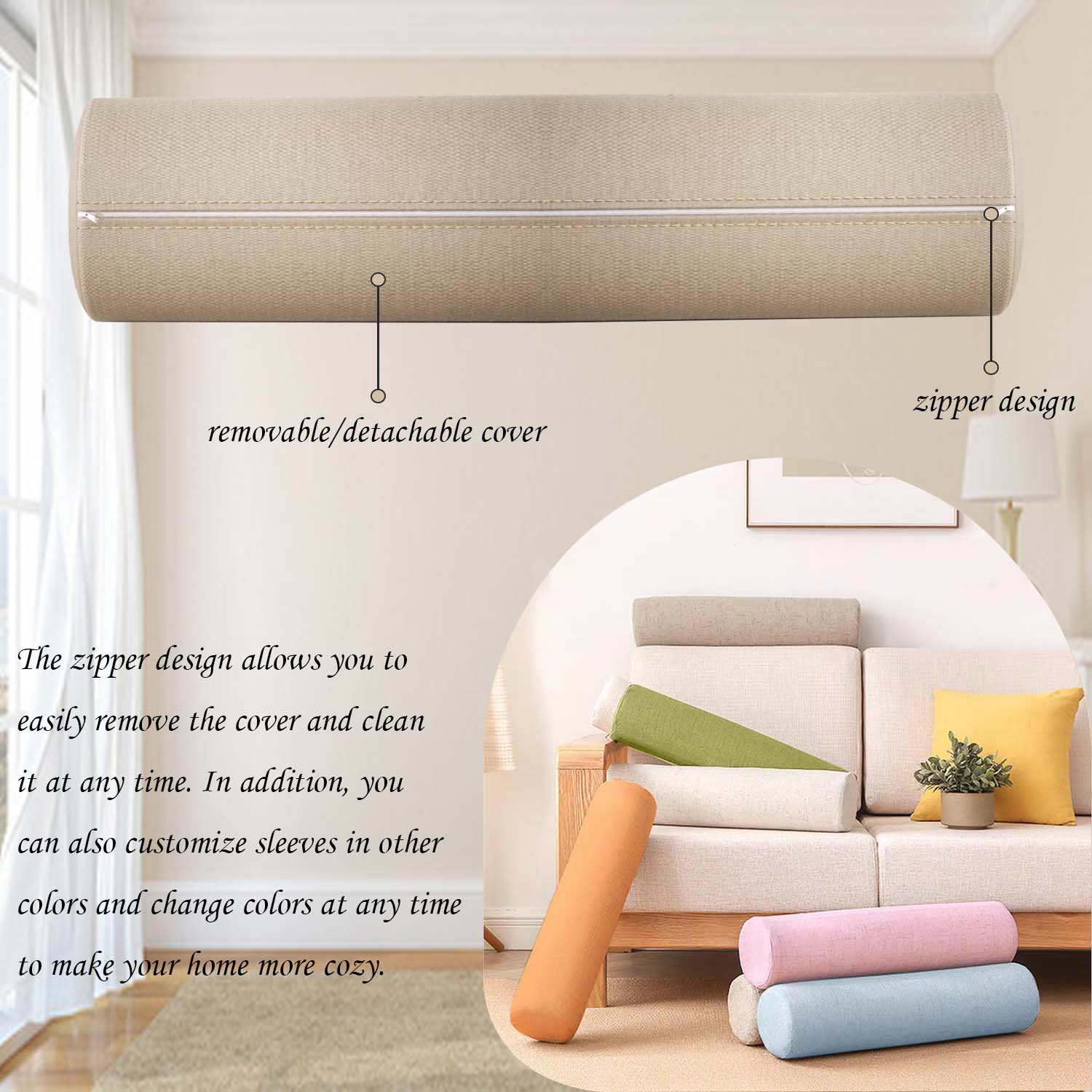 Long Round Pillow Corduroy Cyl - Bolster Cushion Round ulasan dan harga