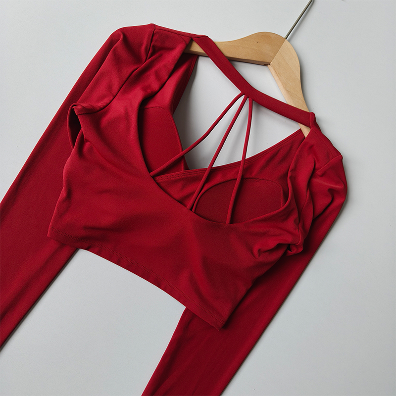 Gym Designed V-neck Long-sleev - Pilates V Yoga ulasan dan harga